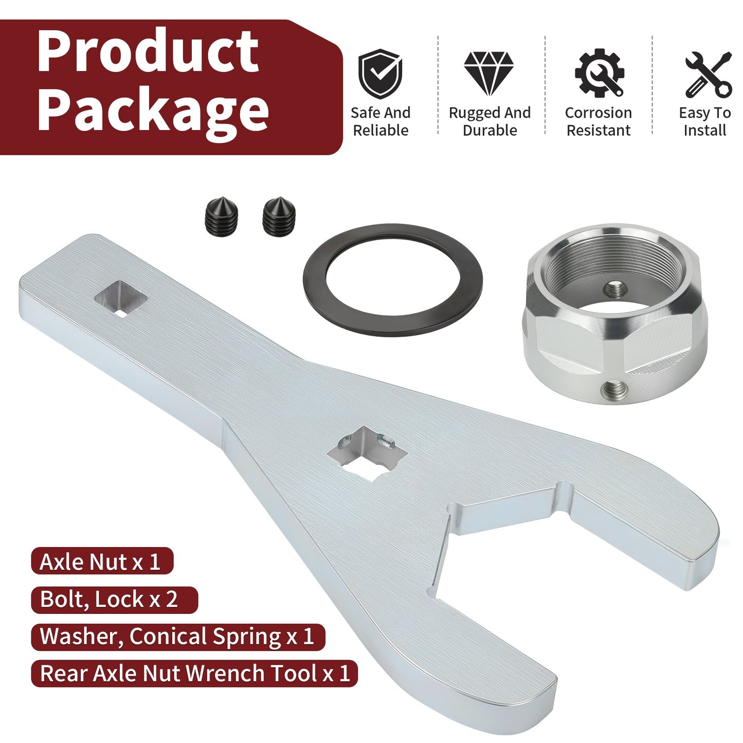Set of 2 Rear Axle Lock Nuts & 46mm Wrench Tool for Yamaha Raptor 700 (2006–2023)