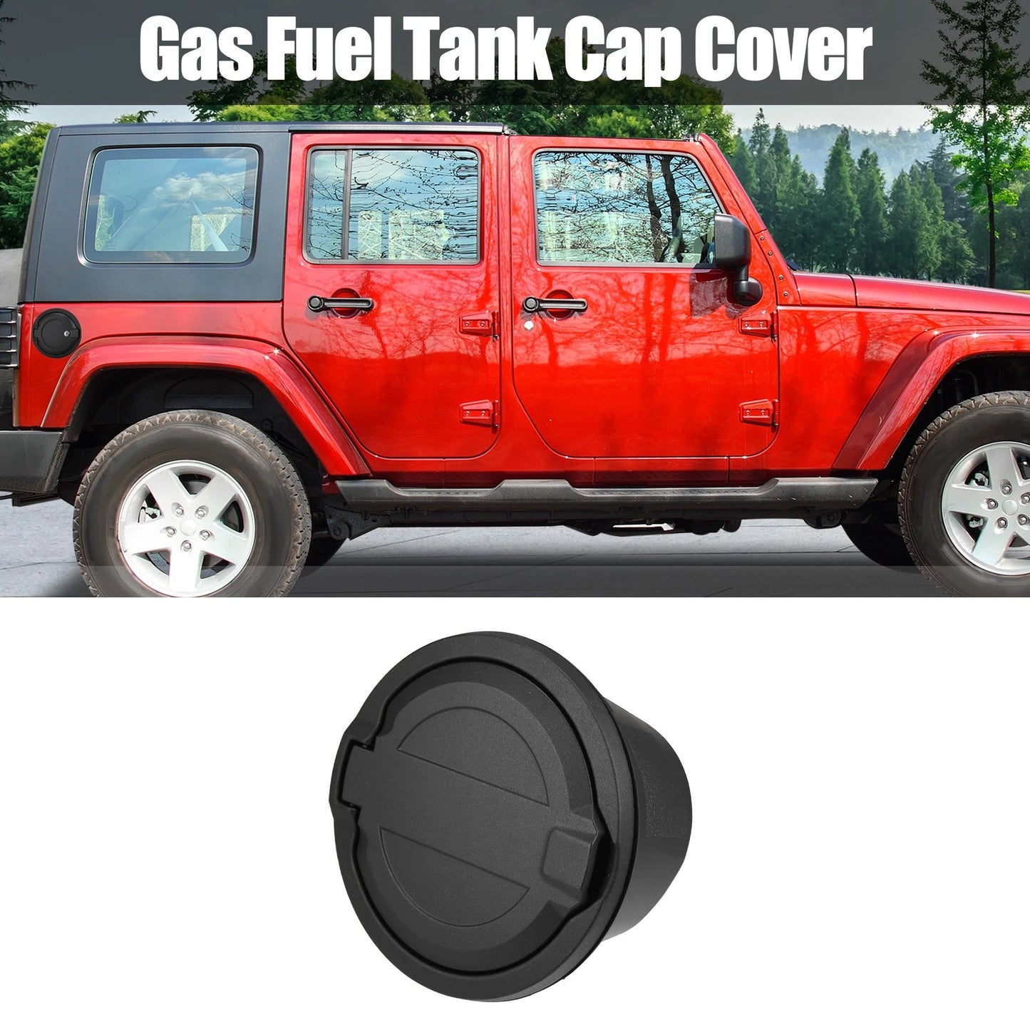 Gas Cap Fuel Filler Door Cover for Jeep Wrangler (2018–2022) Black