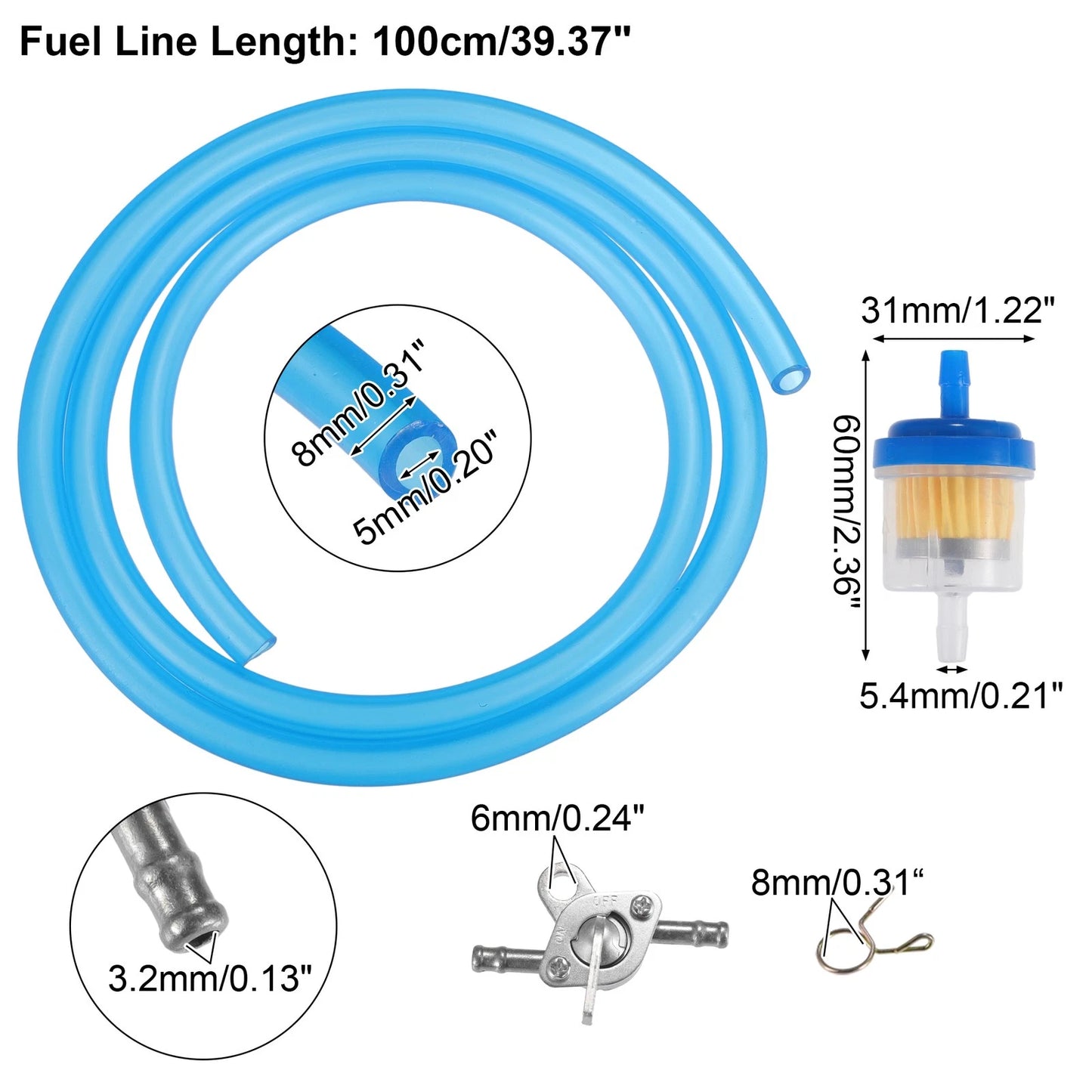 Set of 2 Fuel Filters with 2 Valve Petcocks for CRF50 CRF70 CRF90 ATV