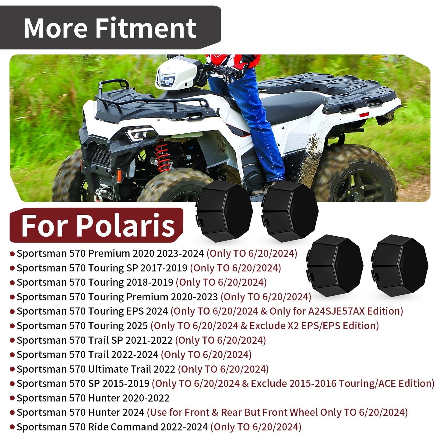 Set of 4 Hub Caps for Polaris Sportsman 570 (2015–2025)