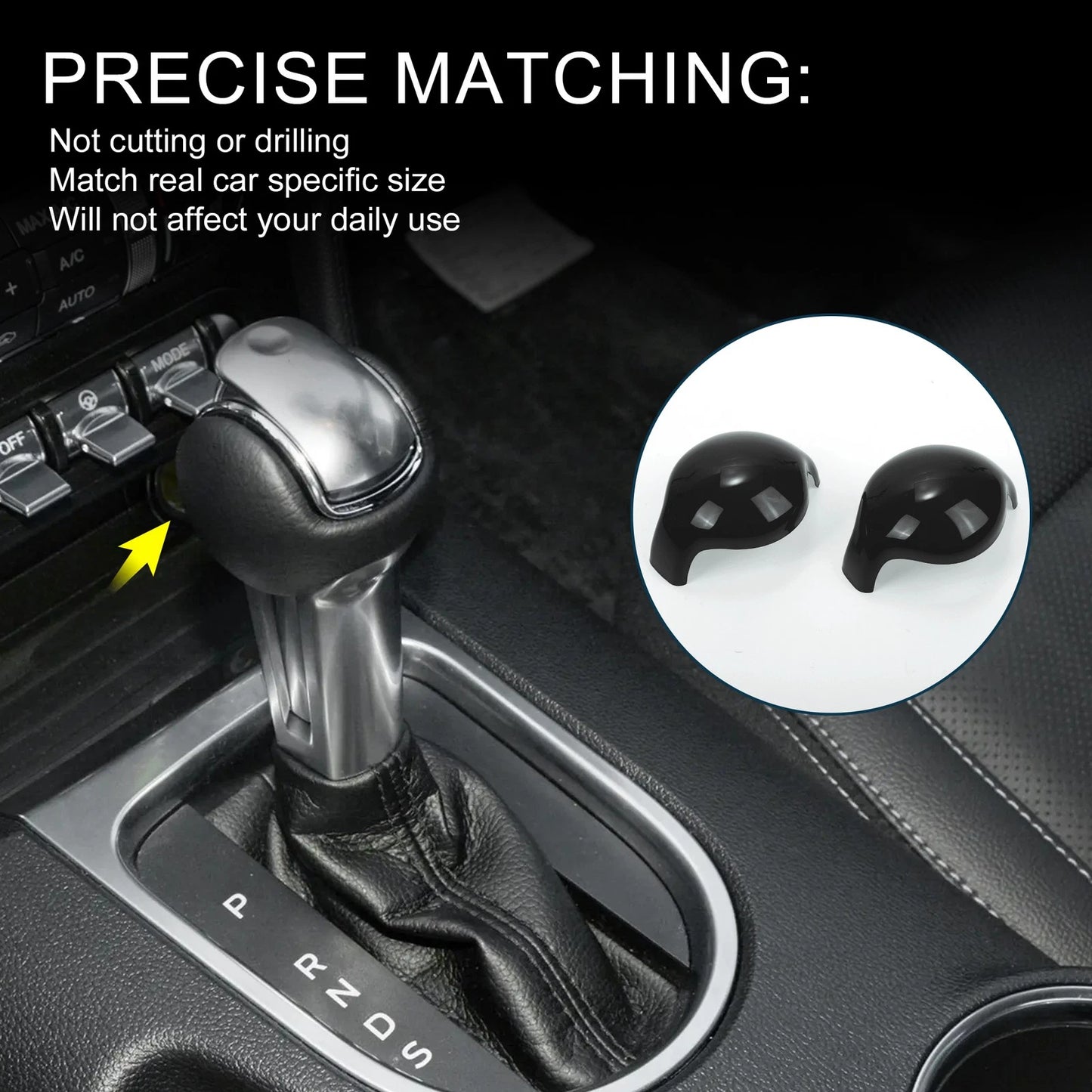 Set of 1 Gear Shift Knob Decorator Cover for Ford Mustang (2015–2023) Black