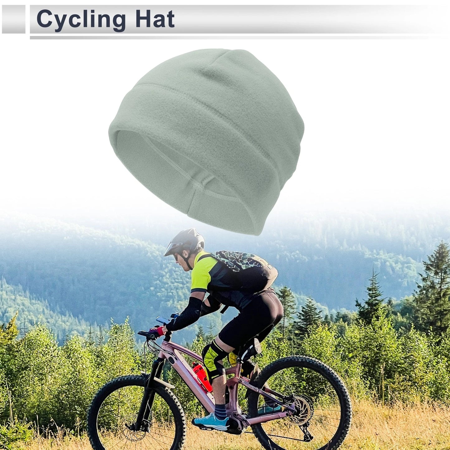 Cycling Hat for Ear Protection - Light Gray Polar Fleece (27x18cm) 1 Pc