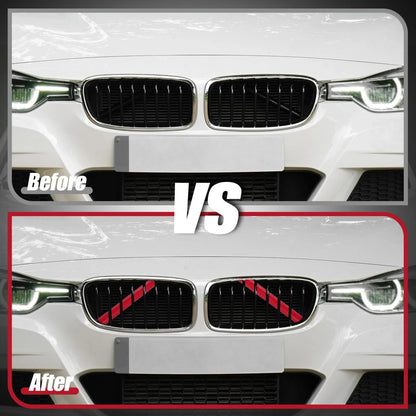 Pair ABS Front Grille Trim Strips Cover Decor Red for BMW 5/6/7 Series