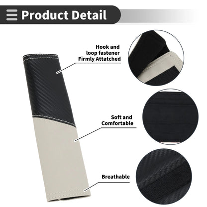 Set of 2 Beige Seat Belt Cover Pads for Universal Fit (22.5cm)