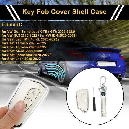 Key Fob Shell Cover Case for VW Golf (1997–2006) - White Silver Tone TPU
