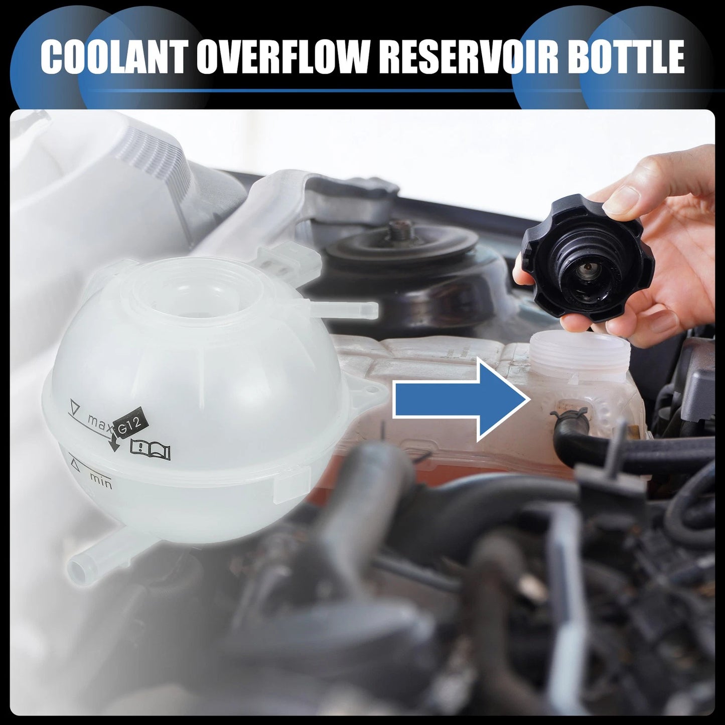 Coolant Expansion Overflow Tank with Sensor No. 6Q0121407 for Skoda Fabia (2001–2008)
