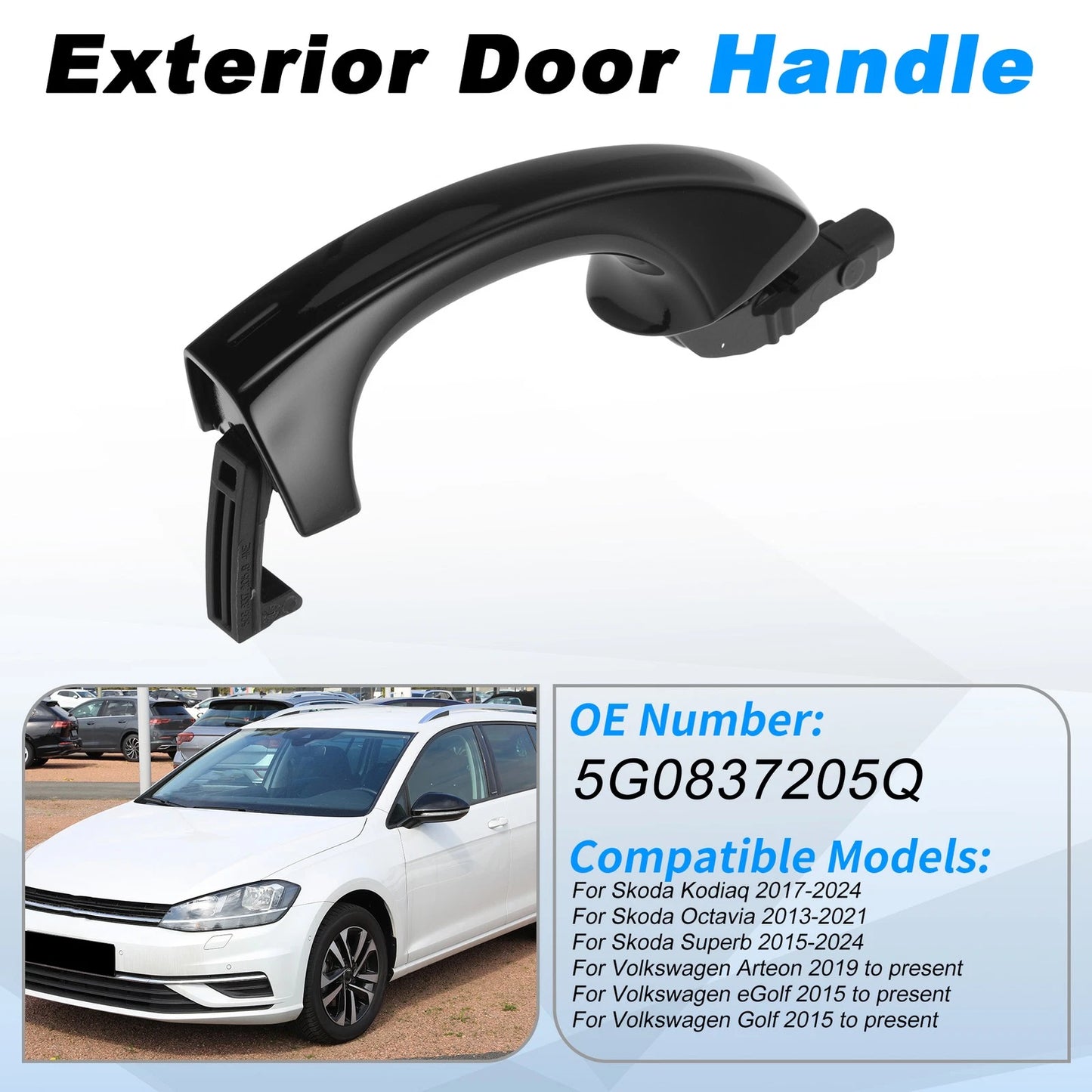Exterior Door Handle for Skoda Kodiaq (2017–2024) No. 5G0837205Q Black