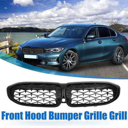 Front Hood Bumper Grille for BMW 330i 330e M340i XDrive G20 (2019–2023) Gloss Black