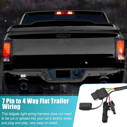 7 Pin to 4 Way Flat Trailer Wiring Harness for LED Tailgate Light Bar