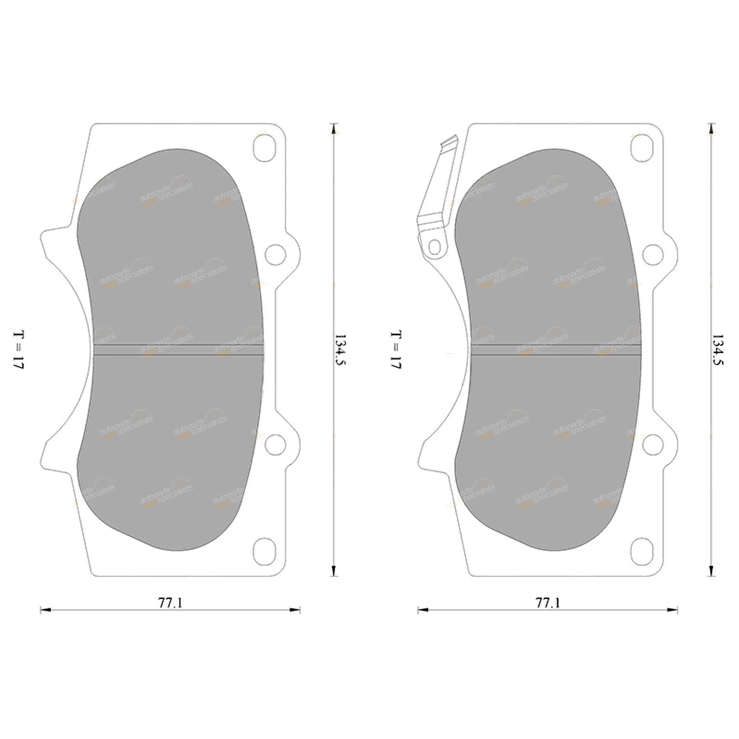 Set of 4 Front Disc Brake Pads for Toyota Prado 120 (2003–2009)