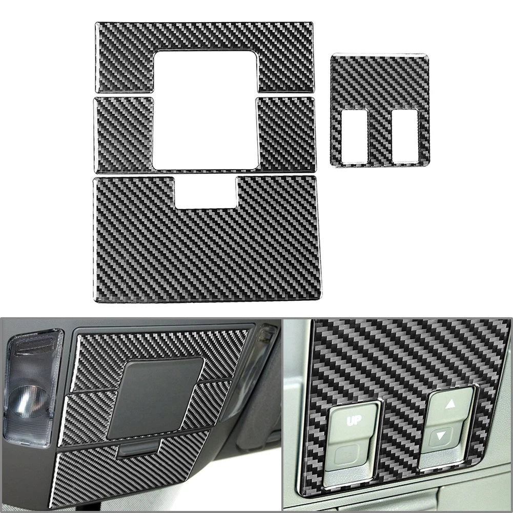 Set of 4 Carbon Fiber Black Reading Light Panel Cover Trim for Toyota Tundra (2014–2021)