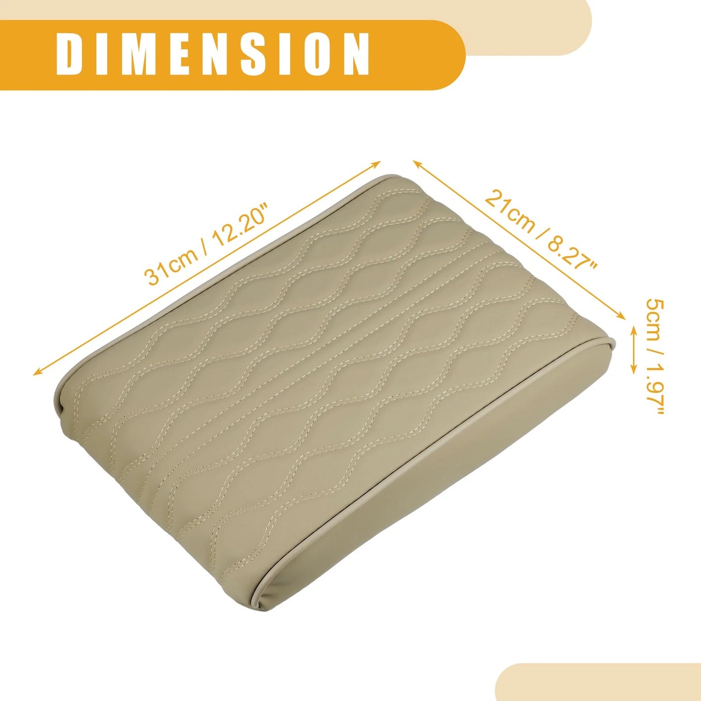 Universal Car Armrest Booster Pad 12.20"x8.27"x1.97" Beige Wavy Pattern