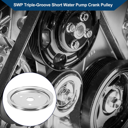 Single Groove SWP Short Water Pump Crank Pulley for Chevy SBC (1969–1986)