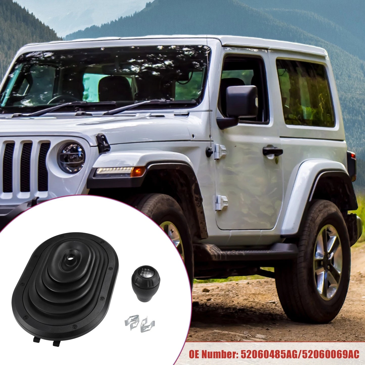 Set of 1 Gear Shifter Boot Cover for Jeep Wrangler (2007–2010) No. 52060485AG Black
