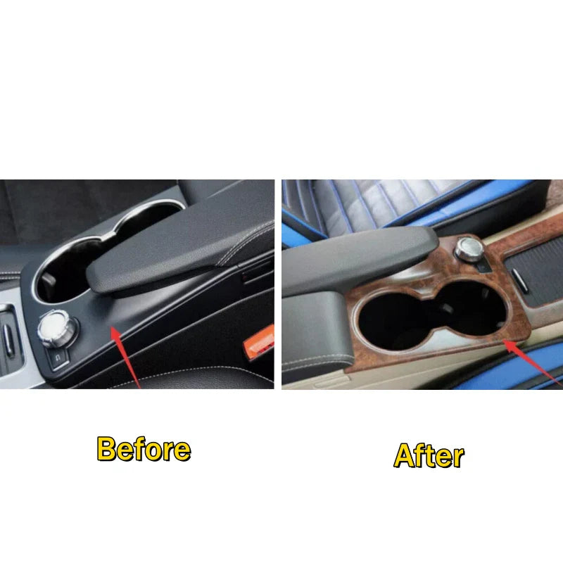Wood Grain Water Cup Holder Panel Cover for Mercedes-Benz GLK (2013–2015)