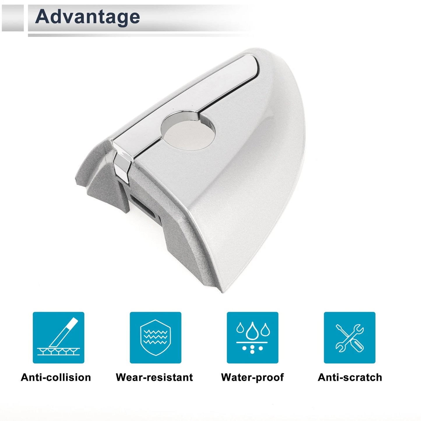 Front Left Door Handle Lock Cylinder Cover for Toyota Corolla (2014–2018) Silver Tone