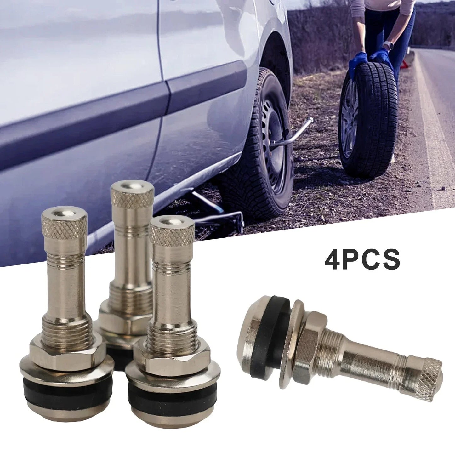 4pcs TR416 Chrome Tubeless Bolt-In Valve Stems
