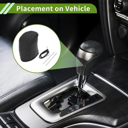 Car Gear Shift Knob Cover for Dodge Journey 2011-2020 Black Faux Leather