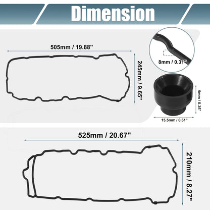 Set of 2 EVS50726R Valve Cover Gaskets for GMC Acadia (2007–2008) Rubber Black