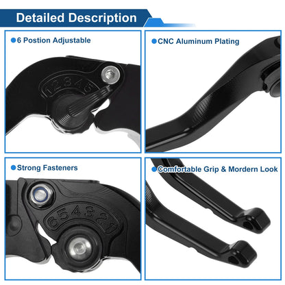 Short Brake Clutch Levers for Yamaha Tenere 700 (2019–2025) - Black, 1 Pair