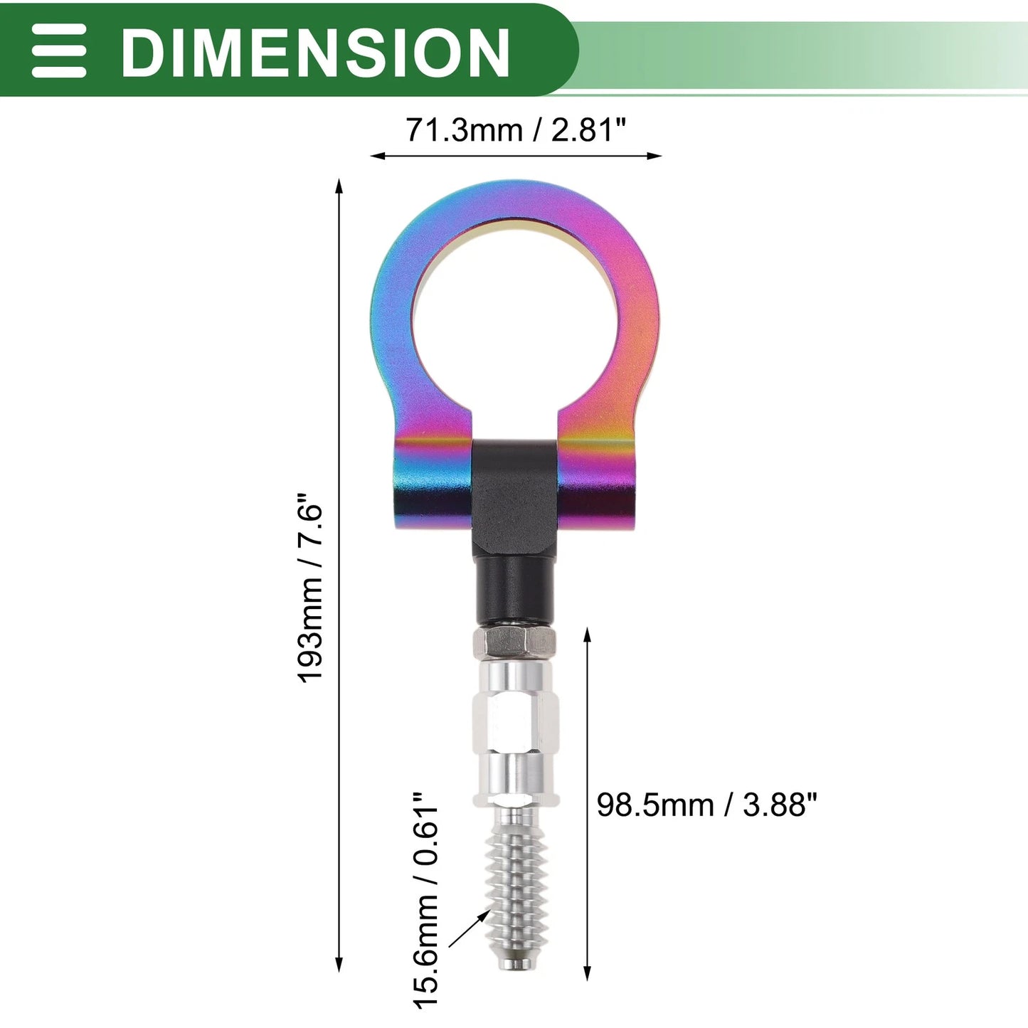 Tow Hook for Ford Focus (1998–2025) 15.6mm Aluminum Alloy 98.5mm Multicolor