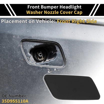 Right Bumper Headlight Washer Nozzle Cover Cap for VW CC (2011–2017) 358 Black