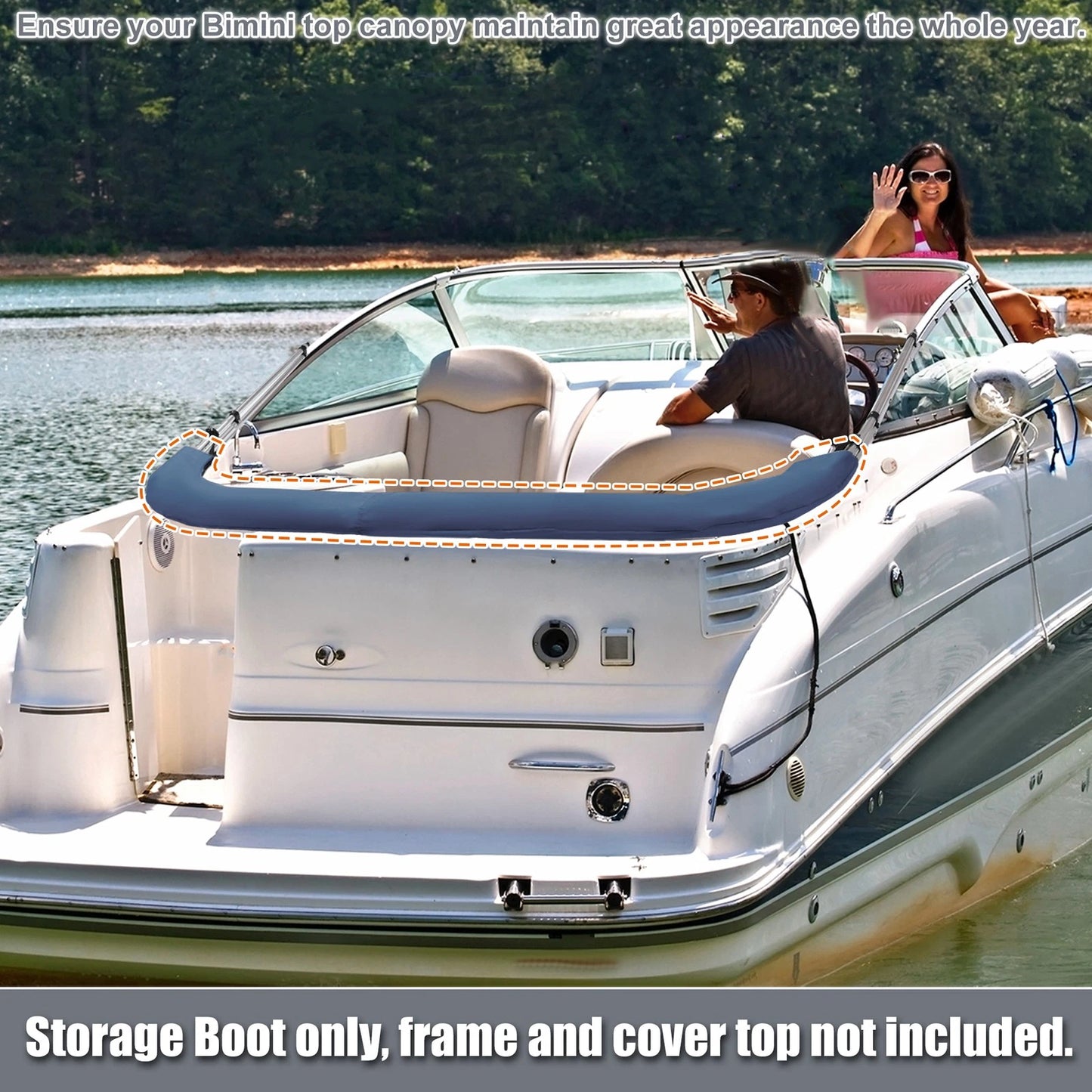 Bimini Top Storage Boot for Boat (97"-103" W) Marine Grade Polyester