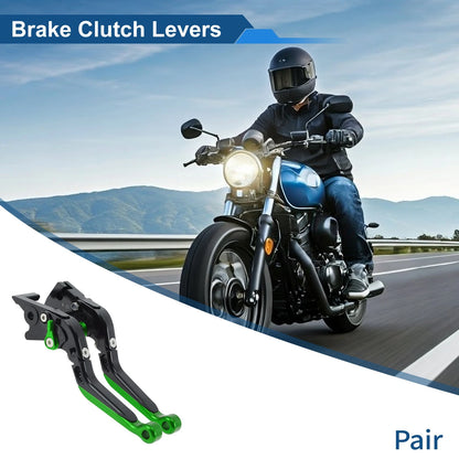 Brake Clutch Levers for Kawasaki Z250SL (2016–2017) Black Handle Green End