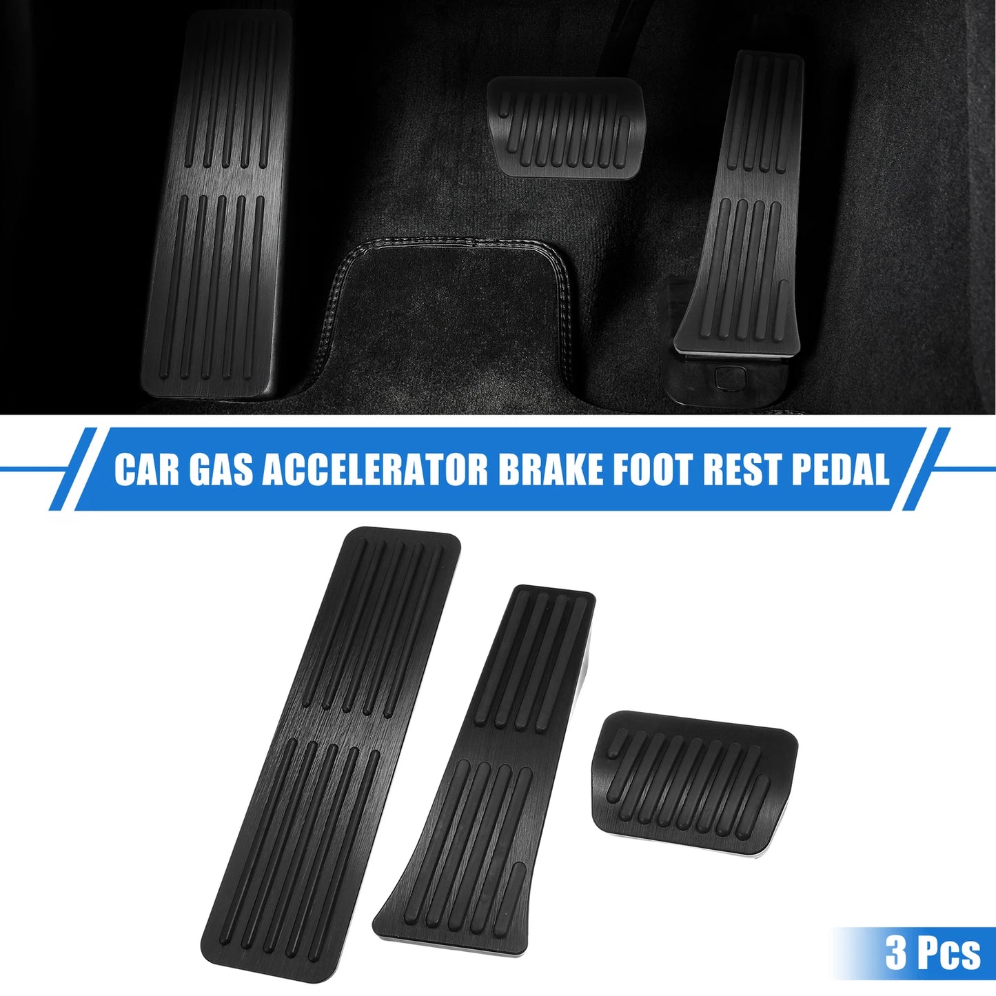 3 Pcs Gas Brake Foot Rest Pedal for Ford Explorer (2020–2023) Black