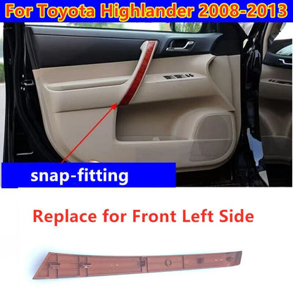 Wood Left Door Armrest Door Handle Cover Trim for Toyota Highlander (2008–2013)