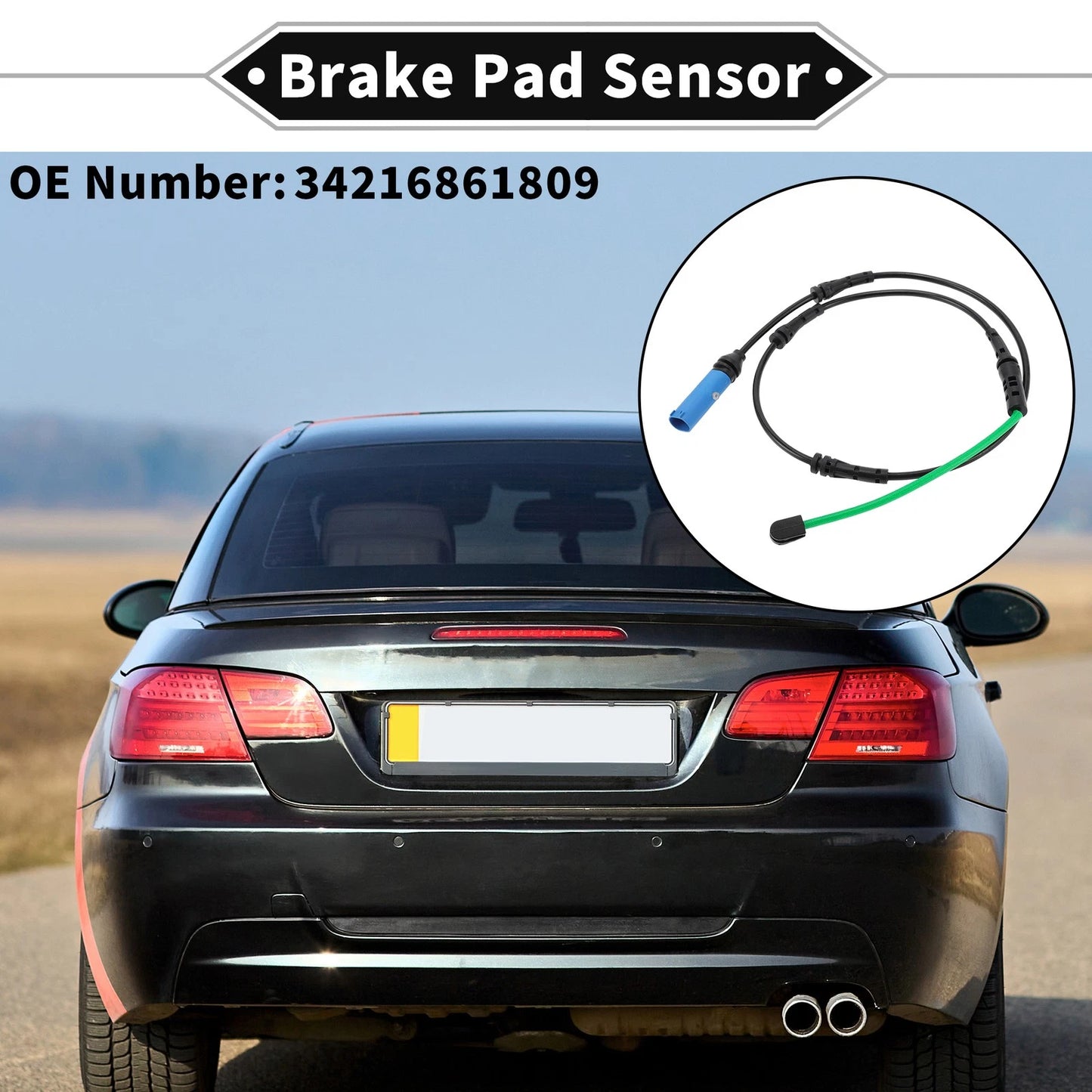 1pc Rear Brake Pad Wear Sensor for BMW 640i xDrive (2018–2019) No.34216861809