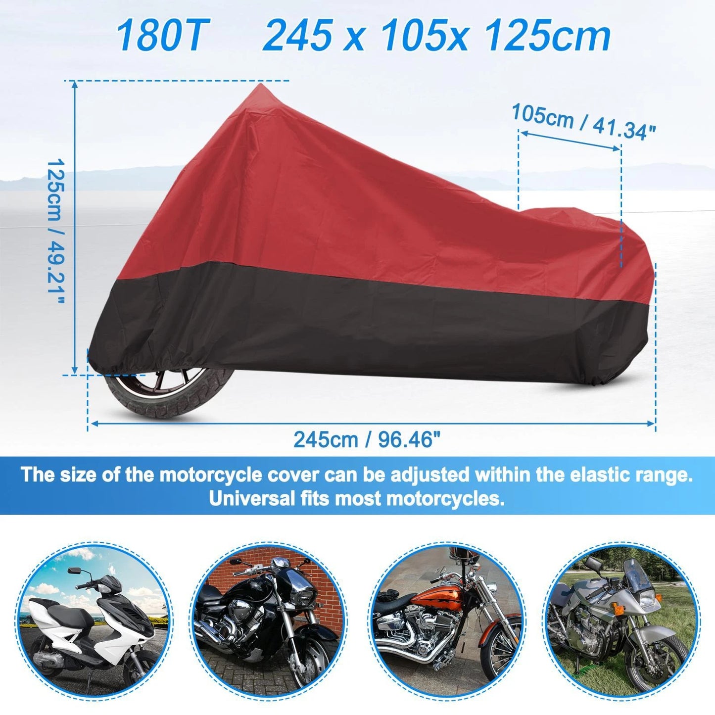 XL Waterproof Motorcycle Cover for Harley Sportster 1200 883 Dyna FXD