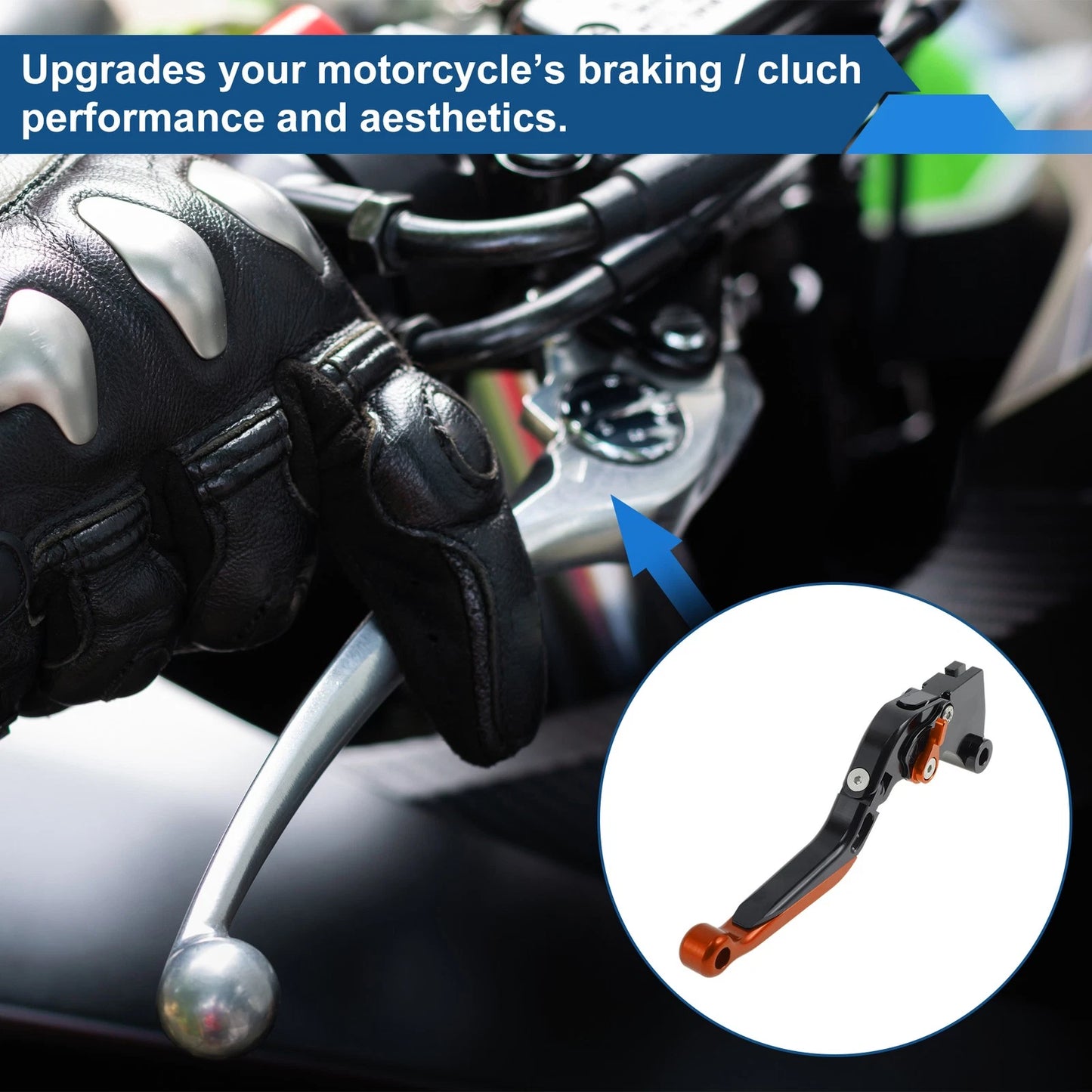 Brake Clutch Levers for Kawasaki Z250SL (2016–2017) Black Handle Orange End