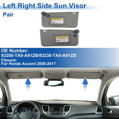 Set of 2 Sun Visors for Honda Accord (2008–2017) No. 83280-TA0-A91ZB Gray