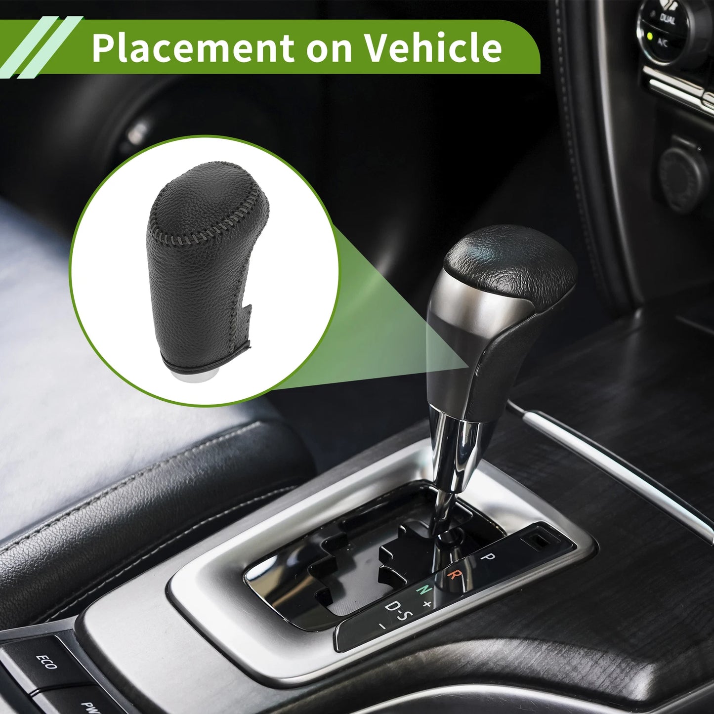 1 Pc Gear Shift Knob Cover for Chevrolet Malibu (2016–2020) Pebbled Black Gray
