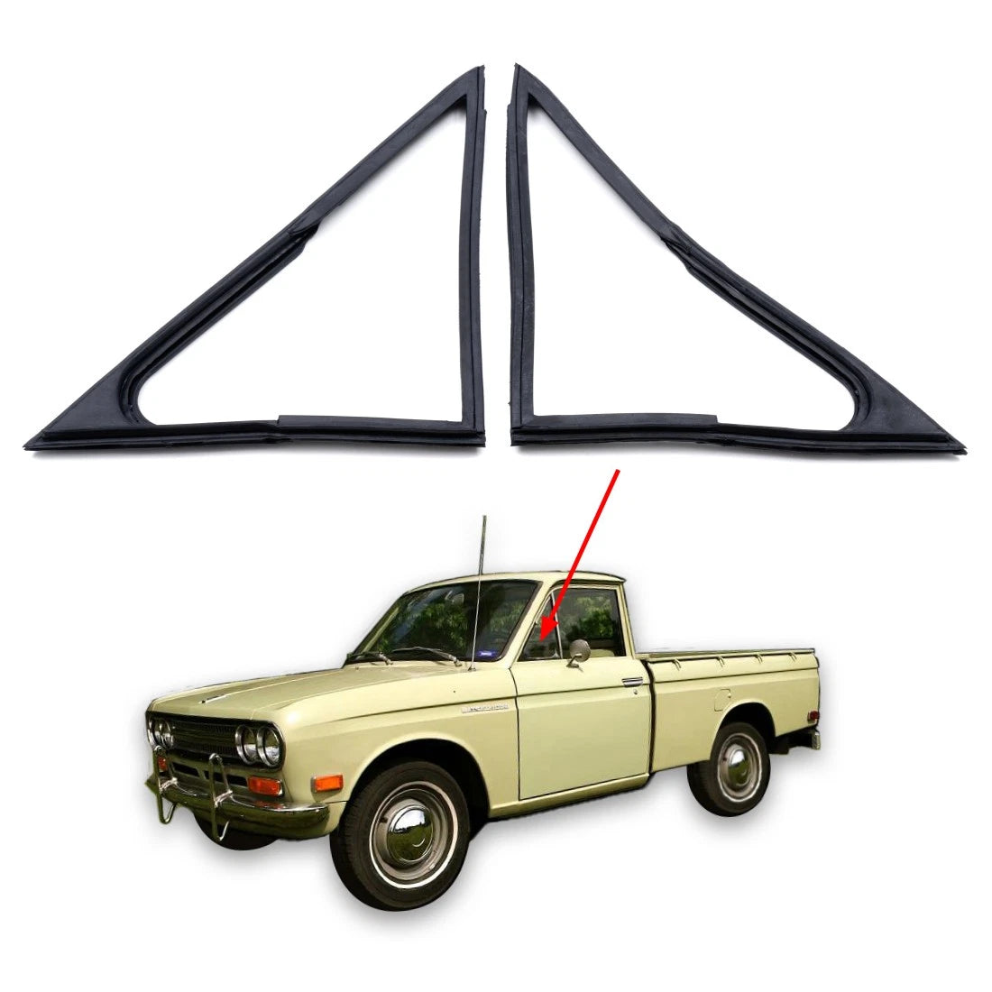 Door Vent Rubber Weatherstrip Pair for Nissan Datsun 1300 520 521 (1965–1972)