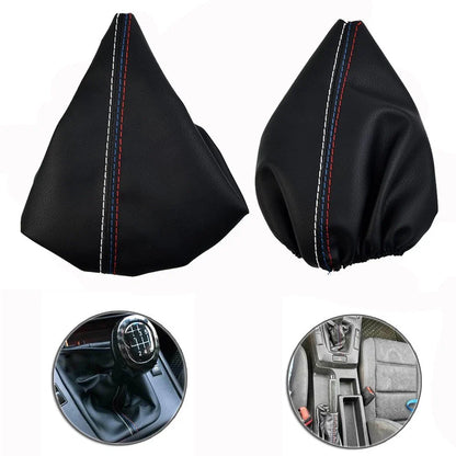 Set Gear Shift Knob and Handbrake Gaiter Black PU Leather for 3 Series E36