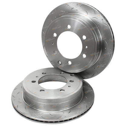 2 Rear Disc Rotors + Brake Pad Set for Toyota Prado (1996–2009)