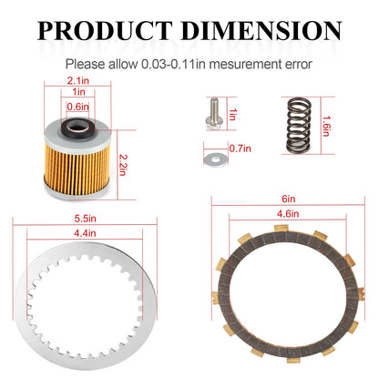 Clutch Friction Steel Plate Kit for Yamaha V Star 650 (1998–2008)