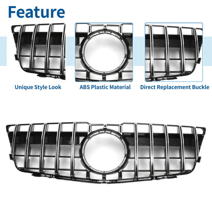 Front Upper Bumper Grille for Mercedes-Benz GLK280 (2009) Chrome Silver Tone