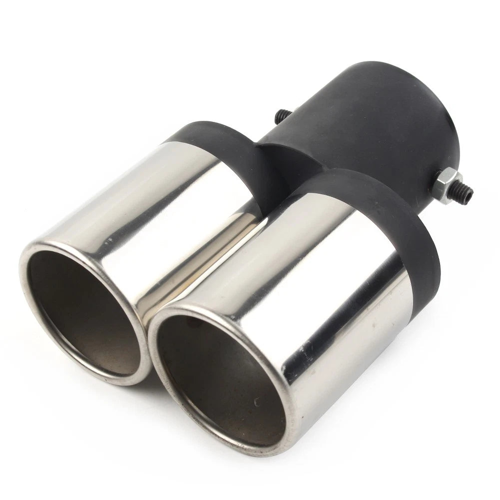Dual Stainless Steel Exhaust Pipe Tail Muffler Tip for Universal Fit