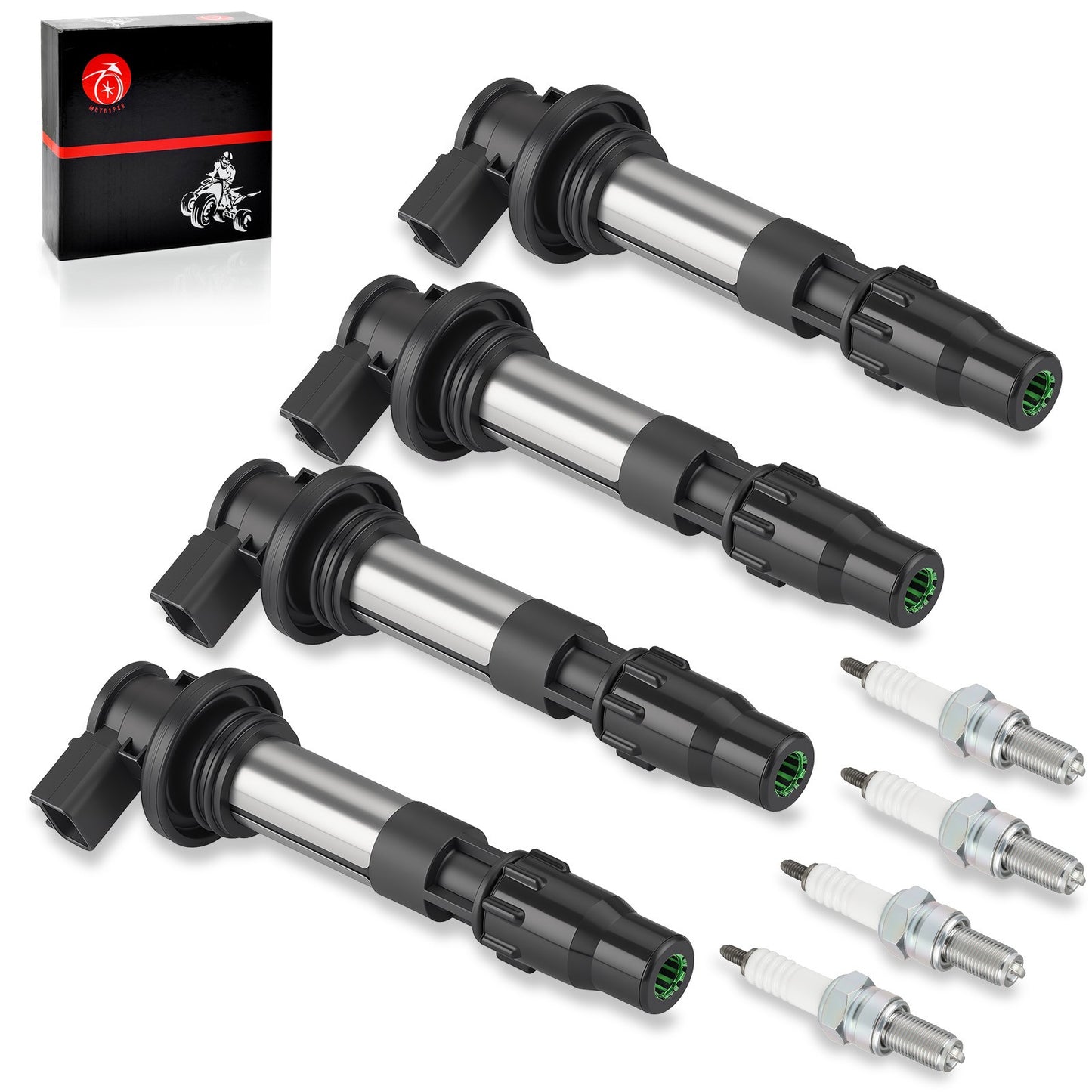 Set of 4 Ignition Coils & Iridium Spark Plugs for Suzuki GSX-R600 (2008–2023)