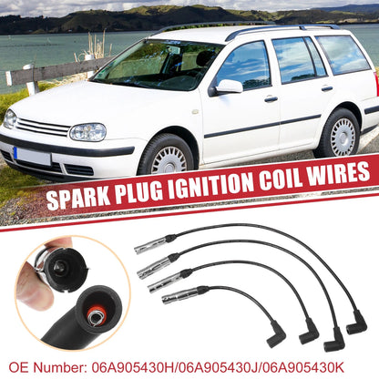 Set of 4 Spark Plug Wire Ignition Coil Cables No. 06A905430H for Volkswagen Beetle