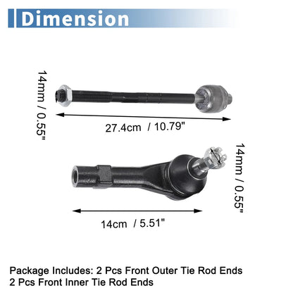 6 x Front Inner Outer Tie Rod End Links Kit for Ford Ranger (2001-2011)