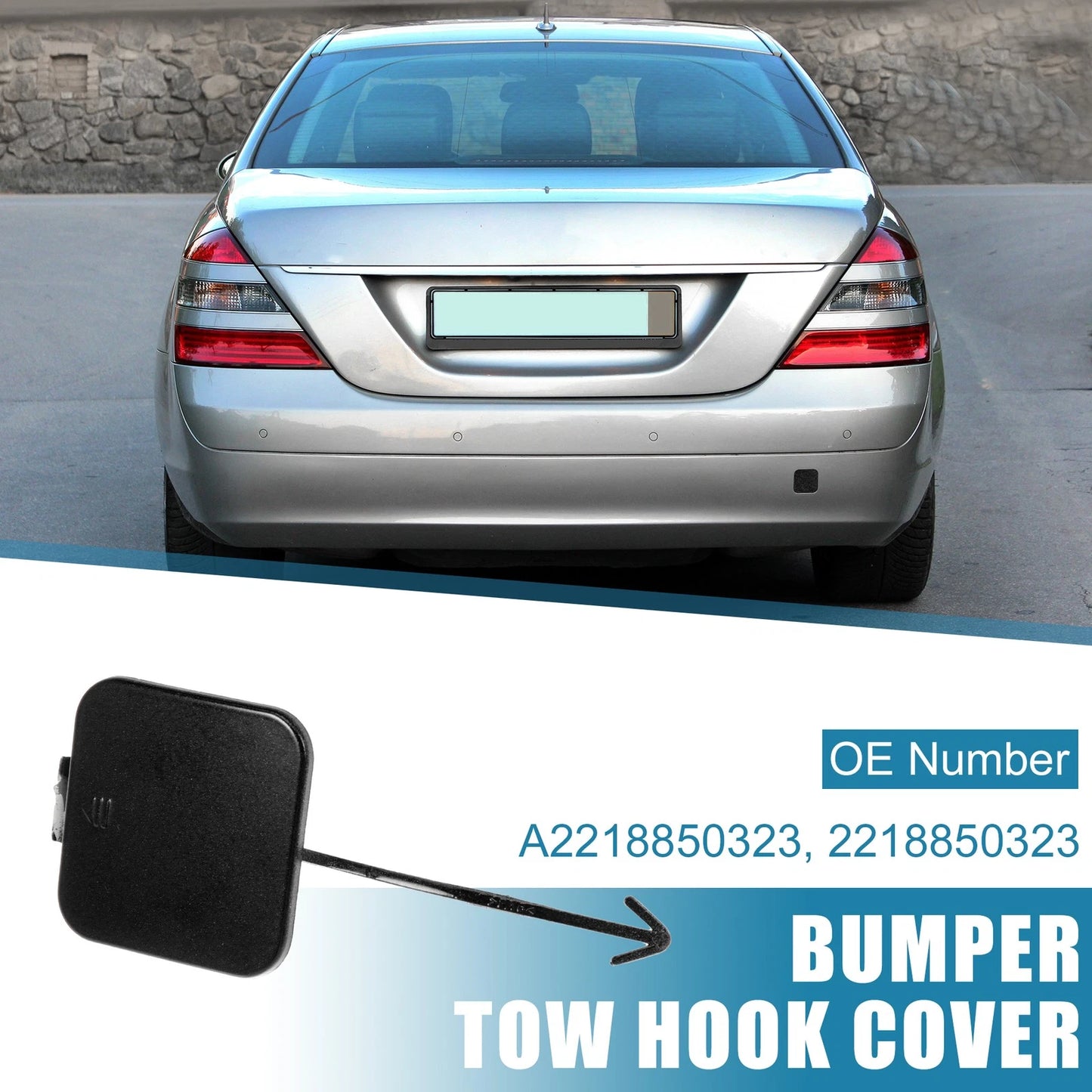 Rear Bumper Tow Hook Cover A2218850323 for Mercedes-Benz W221 (2007–2009) Gloss Black