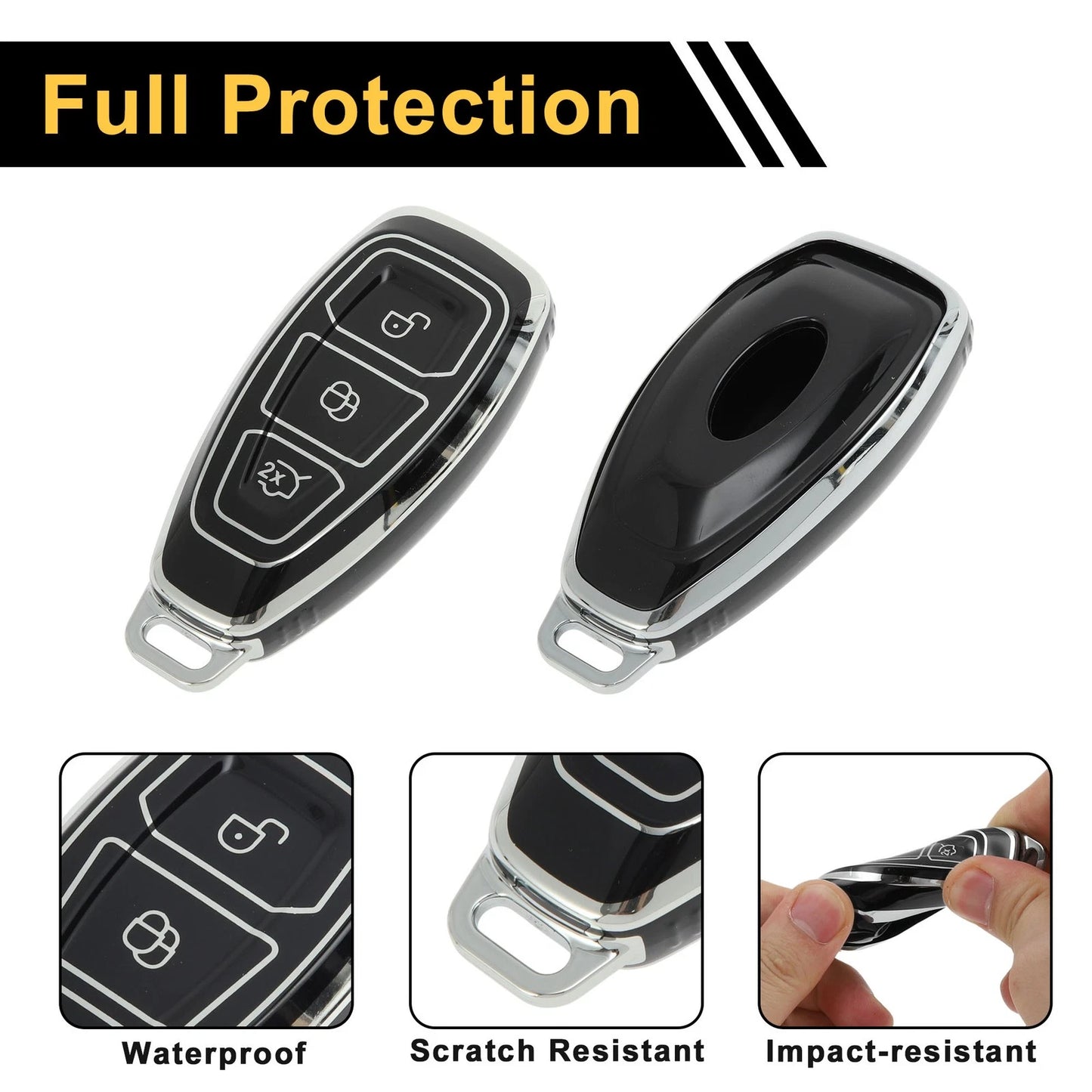 TPU Silicone Car Key Case for Ford Fiesta Focus (2011–2023) - 3 Buttons