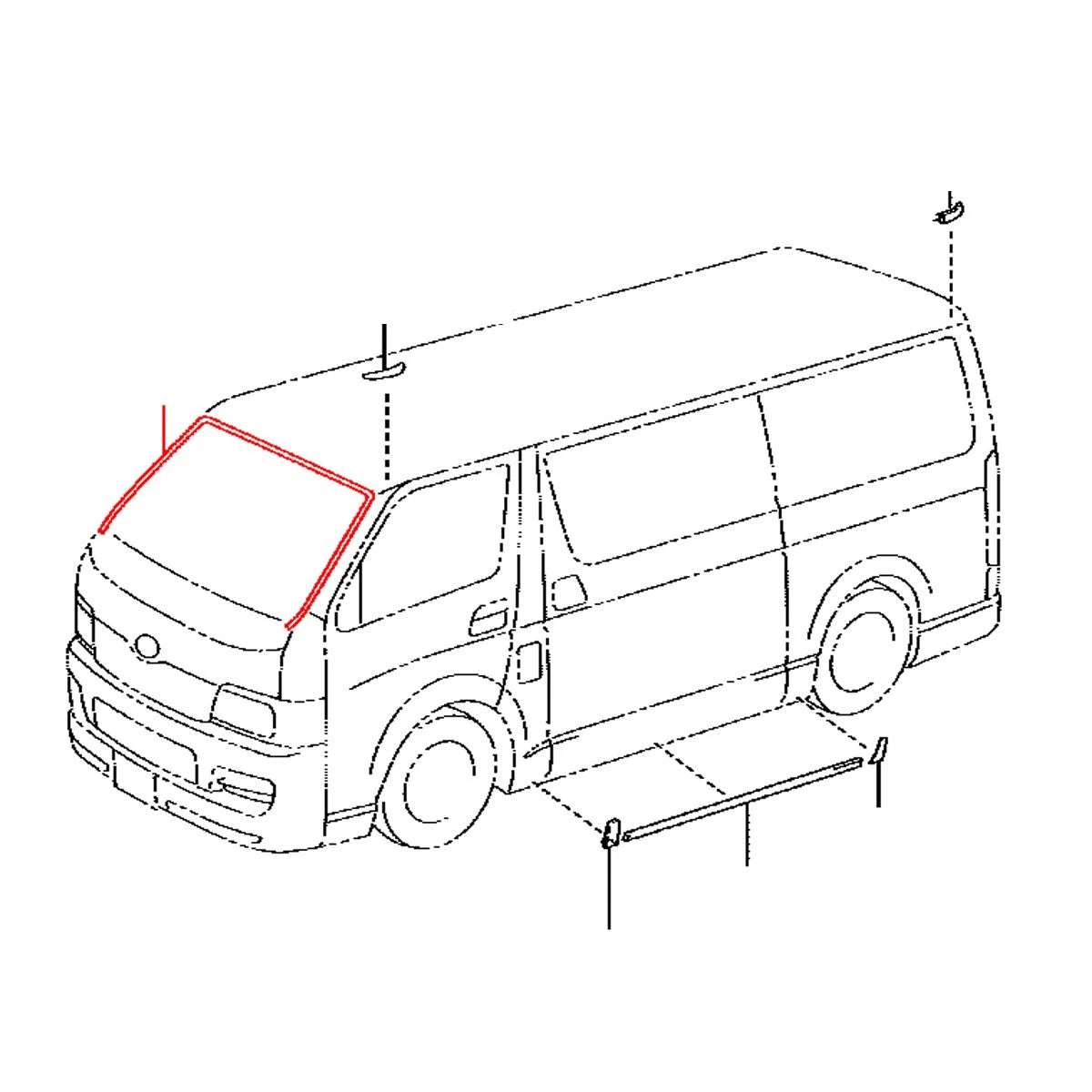 Front Windshield Moulding for Toyota HiAce Van (2005–2019)