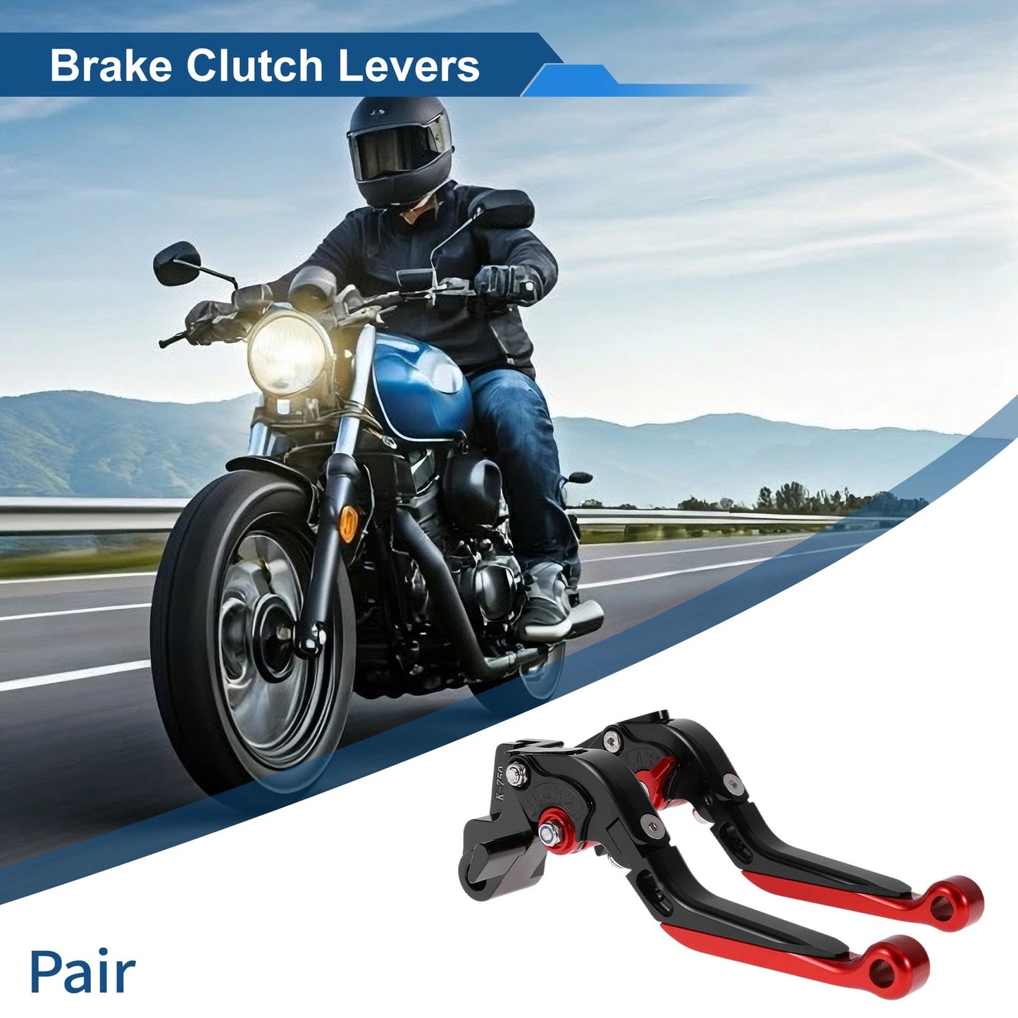 Adjustable Brake Clutch Levers for Kawasaki ER-5 (2004–2005) Black Red