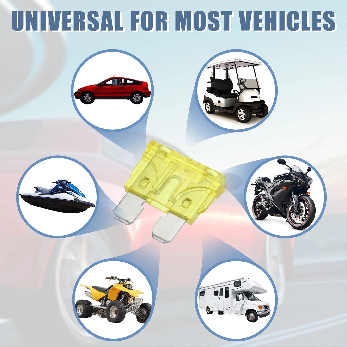 50pcs Mini Blade Style Fuses 20A for Car Boat Truck SUV Motorcycle