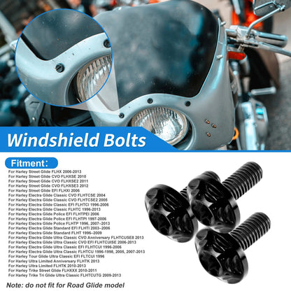 Windshield Bolts for Harley Street Glide FLHX (2006–2013) Titanium Black